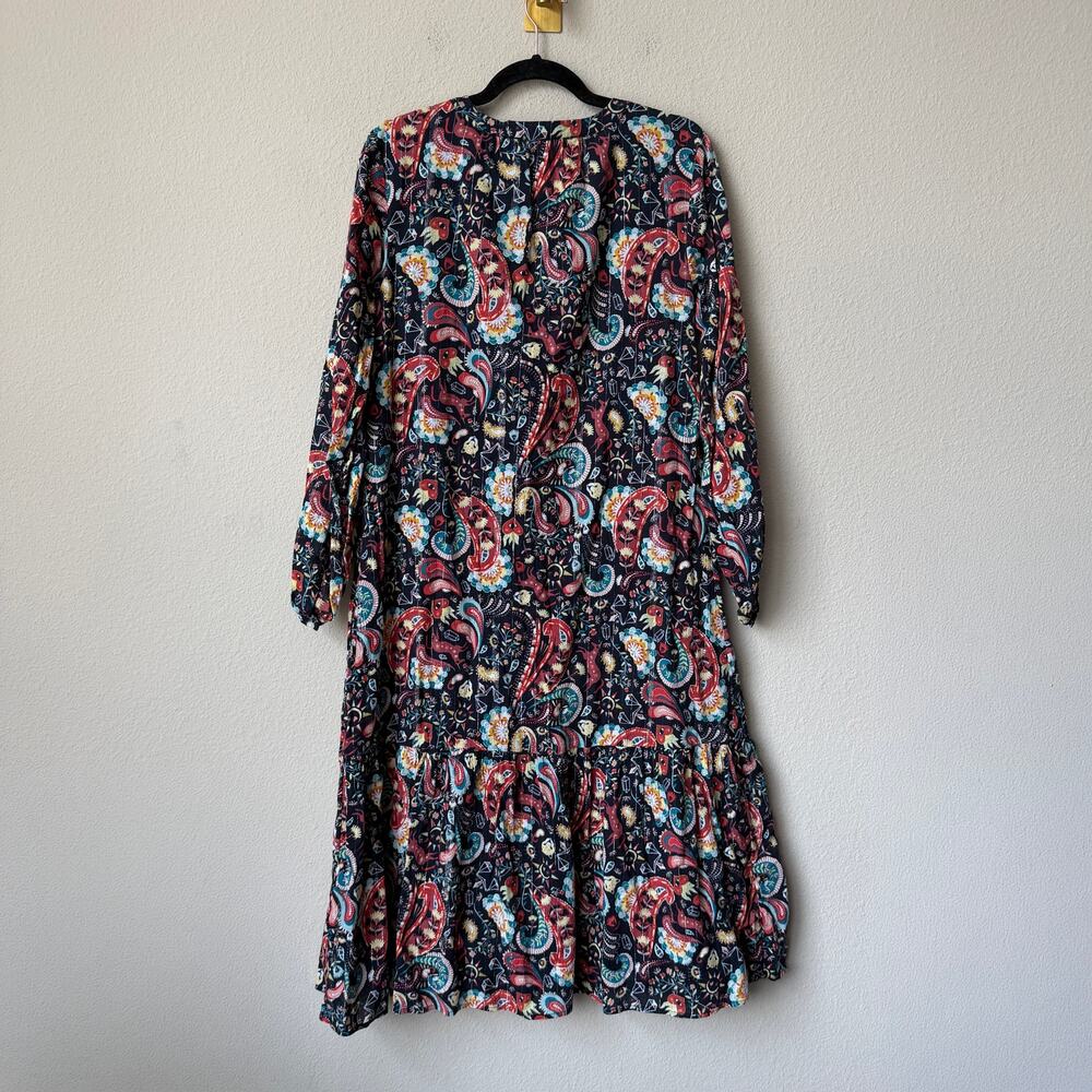 LOFT Multicolor Cotton Paisley Floral Whimsical Midi Dress Size XS - Picture 3 of 5
